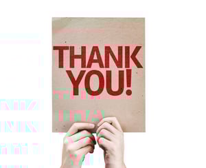 Thank You card isolated on white background